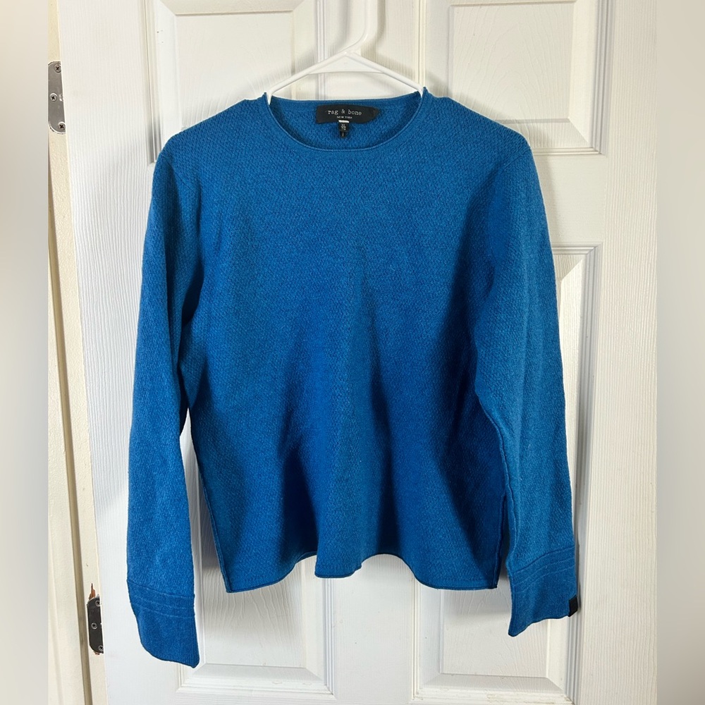 Rag & Bone women’s Merino Wool Vibrant Blue Crewneck Sweater size XL